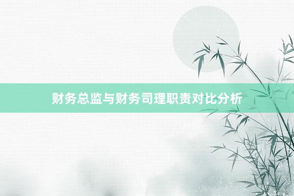 财务总监与财务司理职责对比分析